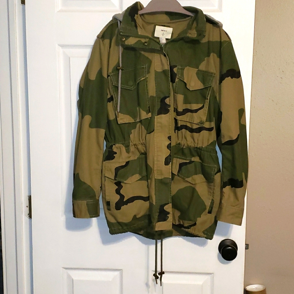 Camo Hooded Utility Jacket